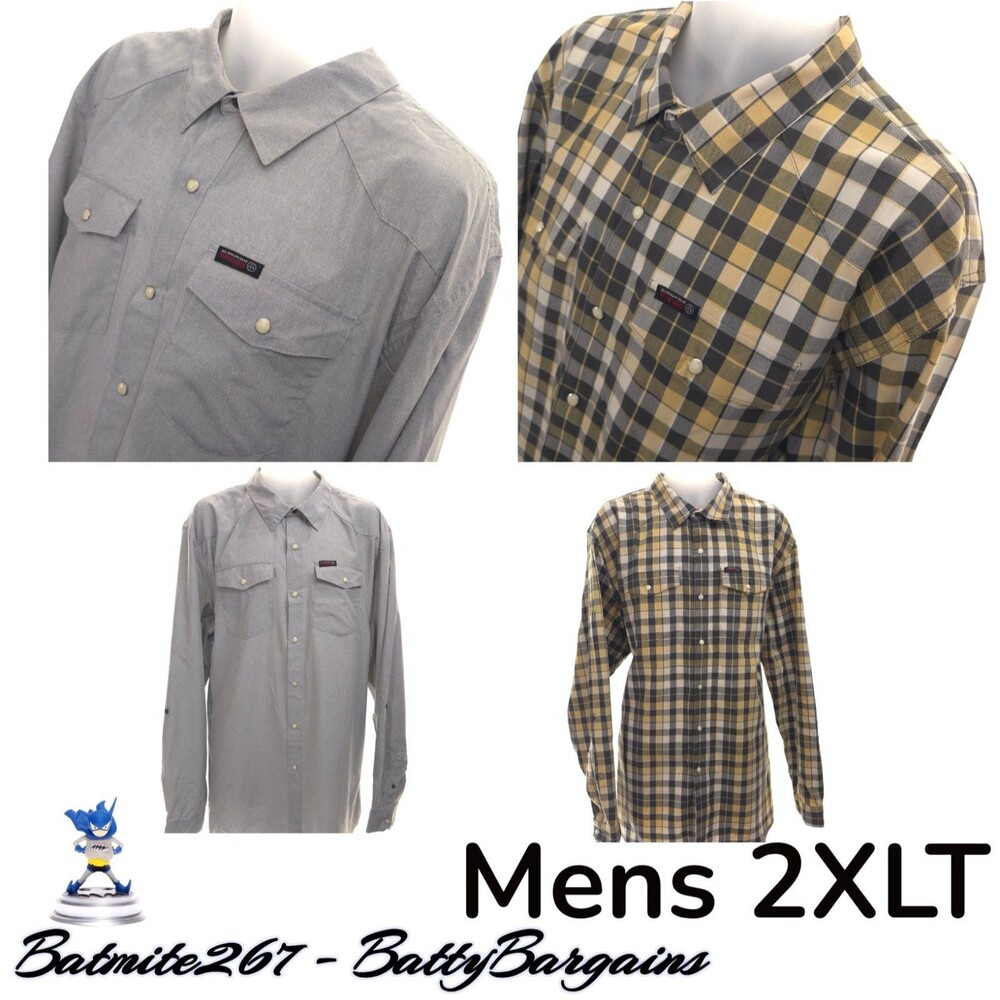 LOT of 2 ATG Wrangler Men's 2XL Tall L/S 2XT Shirt  All Terrane Plaid